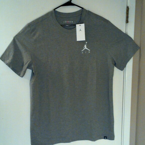 NEW AIR JORDAN "Jumpman AIR Tee" MEN'S GREY WHITE T-SHIRT LARGE AH5296-091 - Picture 1 of 6